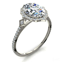 Anna Anello di fidanzamento con diamante ovale in oro bianco 1.10 carati