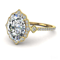 Anna Anello di fidanzamento con diamante ovale in oro giallo 1.10 carati