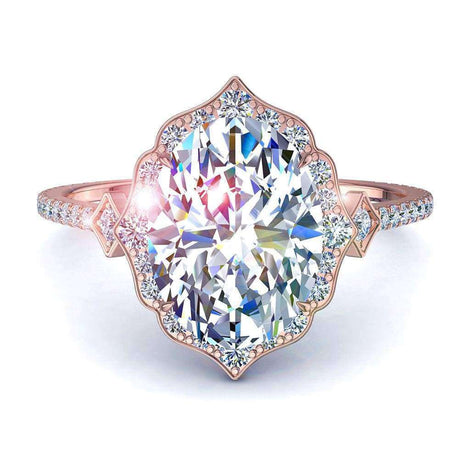 Anna Anello di fidanzamento con diamante ovale in oro rosa 1.10 carati