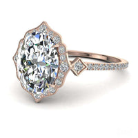 Anna Anello di fidanzamento con diamante ovale in oro rosa 1.10 carati