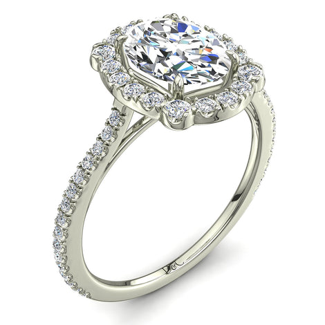 Anello di fidanzamento Alida in oro bianco 1.20 carati con diamante ovale