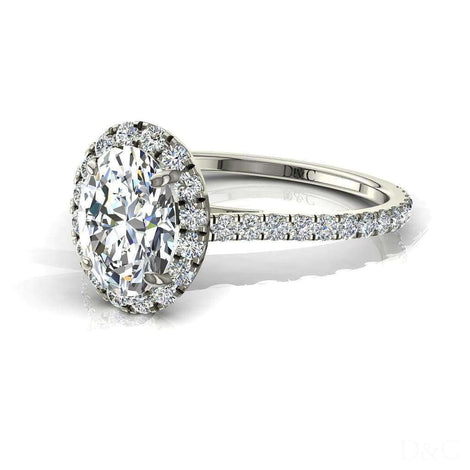 Anello di fidanzamento con diamante ovale in oro bianco 1.30 carati Camogli