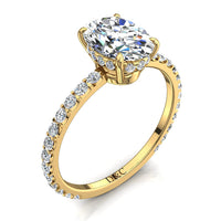 Anello di fidanzamento con diamante ovale in oro giallo 1.30 carati di San Valentino