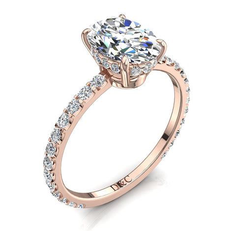 Anello di fidanzamento con diamante ovale in oro rosa 1.30 carati di San Valentino