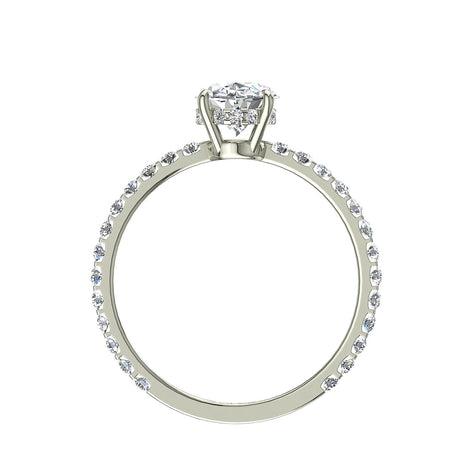 Anello di fidanzamento con diamante ovale in oro bianco 1.40 carati di San Valentino