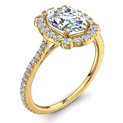Bague de fiançailles diamant ovale 1.50 carat or jaune Alida