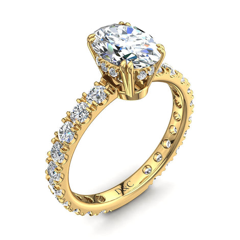 Anello Valentina in oro giallo 1.50 carati con diamante ovale