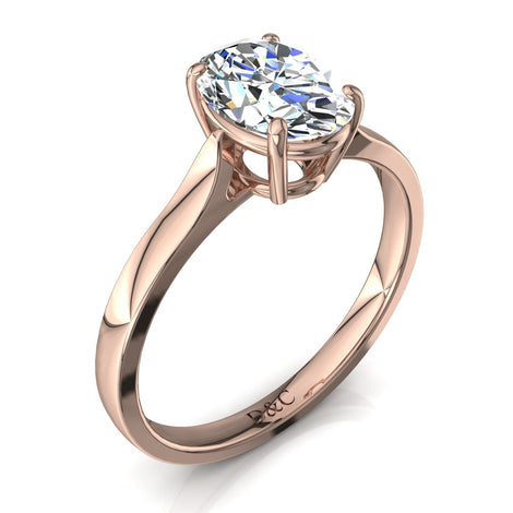Anello di fidanzamento Capucine in oro rosa 1.50 carati con diamante ovale