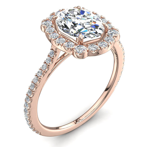 Anello di fidanzamento Alida in oro rosa 1.60 carati con diamante ovale