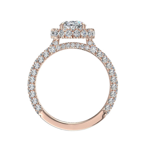 Bague de fiançailles diamant ovale 1.60 carat or rose Viviane