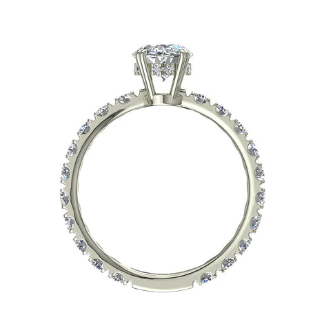 Anello Valentina in oro bianco 1.70 carati con diamante ovale
