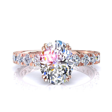 Bague de fiançailles diamant ovale 1.70 carat or rose Valentina