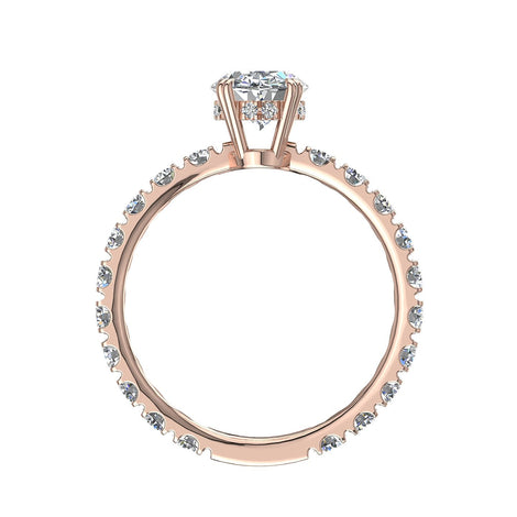 Anello Valentina in oro rosa 1.70 carati con diamante ovale