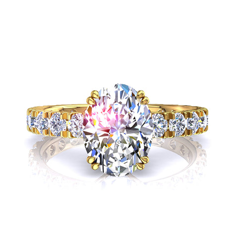 Anello di fidanzamento con diamante ovale in oro giallo 1.90 carati Valentina