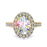 Bague de fiançailles diamant ovale 2.00 carat or jaune Viviane