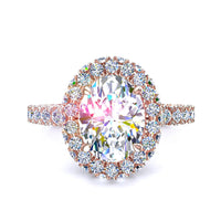Bague de fiançailles diamant ovale 2.00 carat or rose Viviane