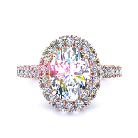 Bague de fiançailles diamant ovale 2.00 carat or rose Viviane