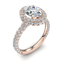 Anello di fidanzamento con diamante ovale in oro rosa 2.20 carati Viviane