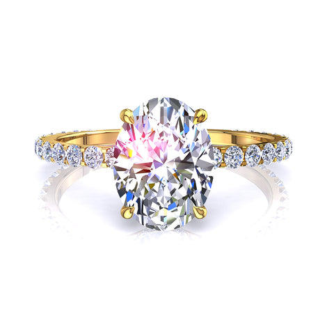 Bague de fiançailles diamant ovale 2.50 carats or jaune Valentine