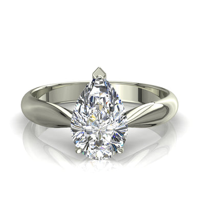 Anello con diamante a pera 0.30 carati Elodie I / SI / Oro bianco 18 carati