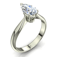 Anello di fidanzamento con diamante a pera Elodie in oro bianco 0.30 carati