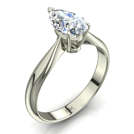 Anello di fidanzamento con diamante a pera Elodie in oro bianco 0.30 carati