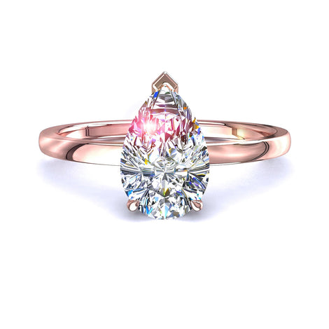 Bella anello di fidanzamento in oro rosa 0.50 carati con diamante a pera