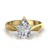 Bague de fiançailles diamant poire 0.70 carat or jaune Elodie