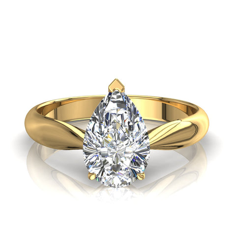 Bague diamant poire 0.80 carat or jaune Elodie