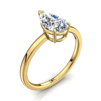 Bella anello di fidanzamento con diamante a pera in oro giallo 1.20 carati