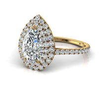 Bague de fiançailles diamant poire 1.60 carat or jaune Antoinette
