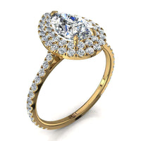 Bague de fiançailles diamant poire 1.70 carat or jaune Antoinette