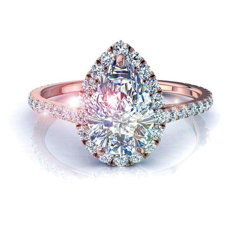 Anello di fidanzamento con diamante a pera in oro rosa 2.00 carati Camogli