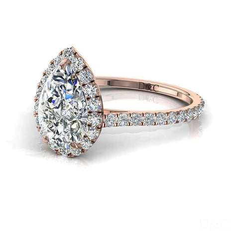 Anello di fidanzamento con diamante a pera in oro rosa 2.20 carati Camogli