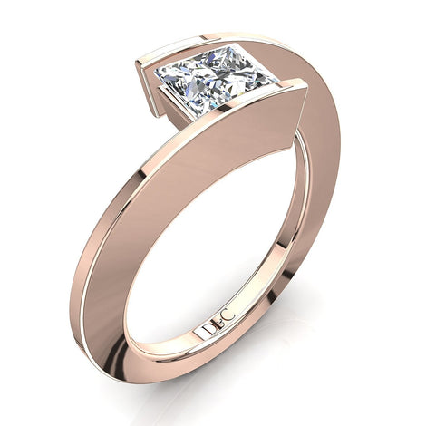 Bague de fiançailles diamant princesse 0.60 carat or rose Arabella