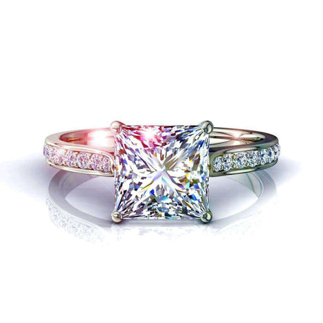 Anello di fidanzamento con diamante principessa Ganna in oro bianco 0.80 carati