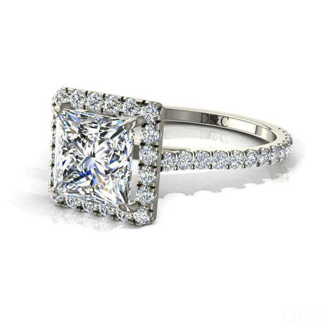 Anello di fidanzamento con diamante Princess Camogli in oro bianco 0.90 carati