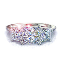 Bague de fiançailles diamant princesse 1.10 carat or blanc Azaria