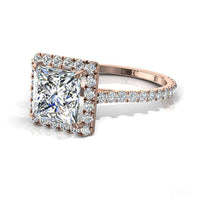 Anello di fidanzamento con diamante principessa Camogli in oro rosa 1.10 carati