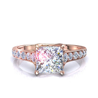Diamante solitario Princess Cindirella in oro rosa 1.20 carati