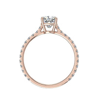 Cindirella Anello di fidanzamento con diamante principessa in oro rosa 1.20 carati