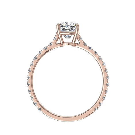 Cindirella Anello di fidanzamento con diamante principessa in oro rosa 1.20 carati