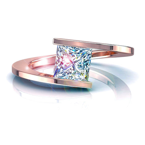 Bague de fiançailles diamant princesse 1.50 carat or rose Arabella