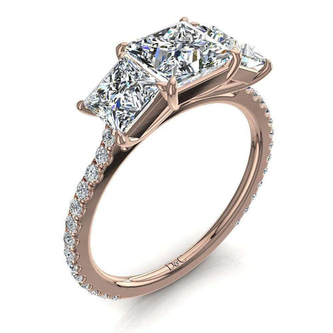 Anello di fidanzamento con diamante principessa Azaria in oro rosa 1.50 carati