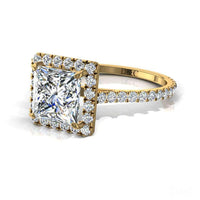 Bague de fiançailles diamant princesse 1.70 carat or jaune Camogli