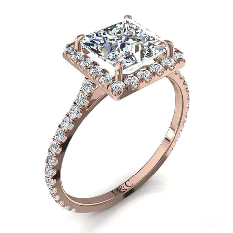 Anello di fidanzamento con diamante principessa Camogli in oro rosa 2.00 carati