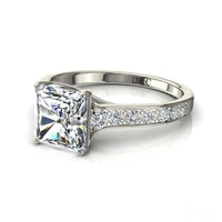 Cindirella Anello di fidanzamento con diamante radiante in oro bianco 1.80 carati