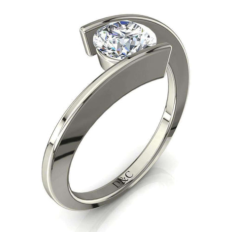 Anello di fidanzamento Arabella con diamante tondo da 0.20 carati in oro bianco