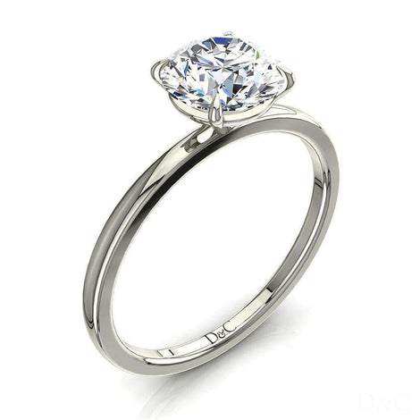 Bella anello di fidanzamento con diamante rotondo in oro bianco 0.30 carati