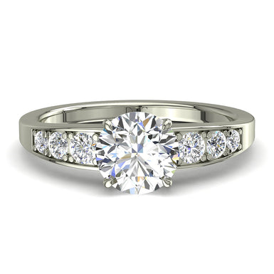 Nina I / SI Anello di fidanzamento con diamante tondo da 0.50 carati / oro bianco 18 carati